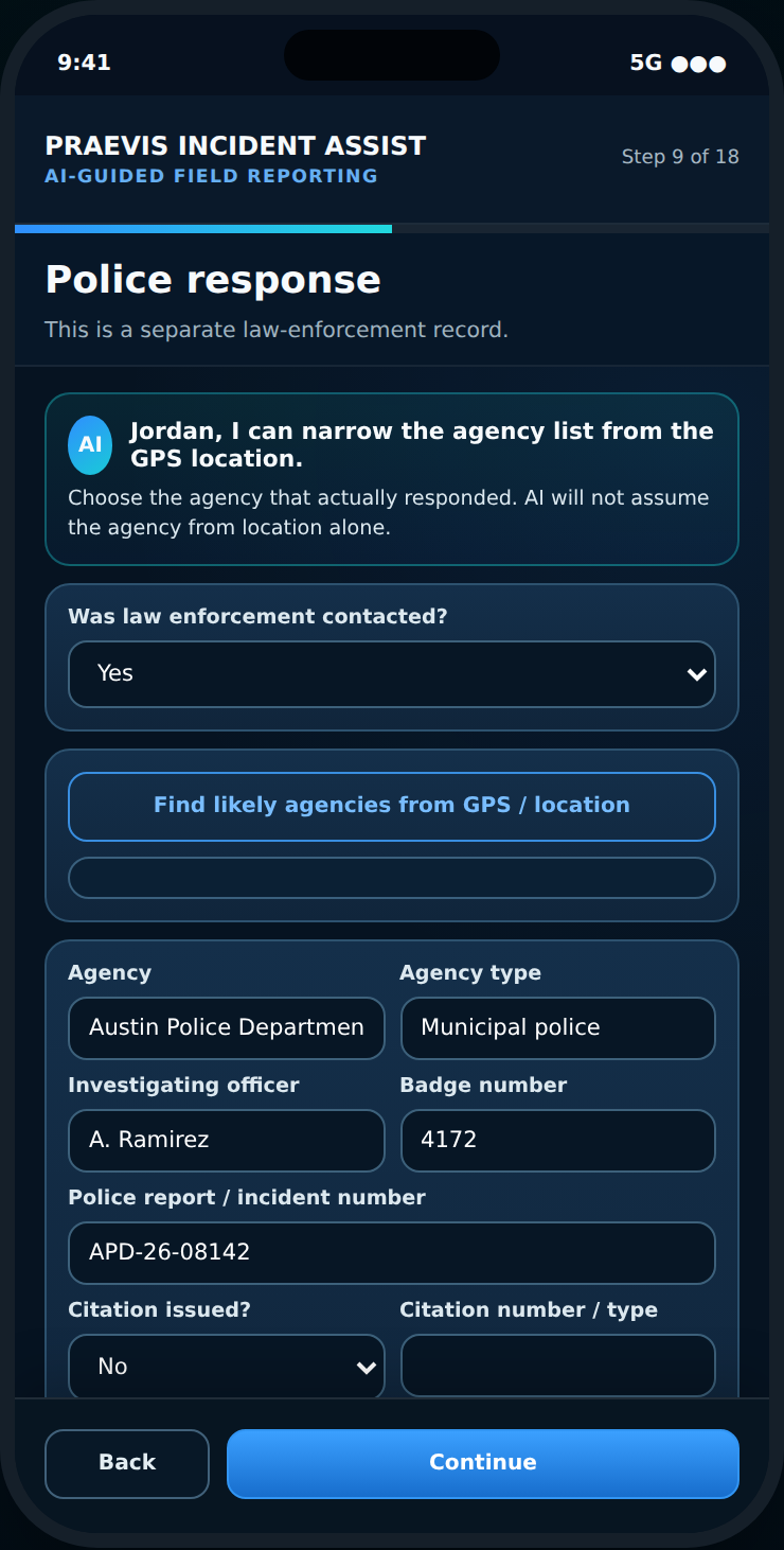 Police response screen