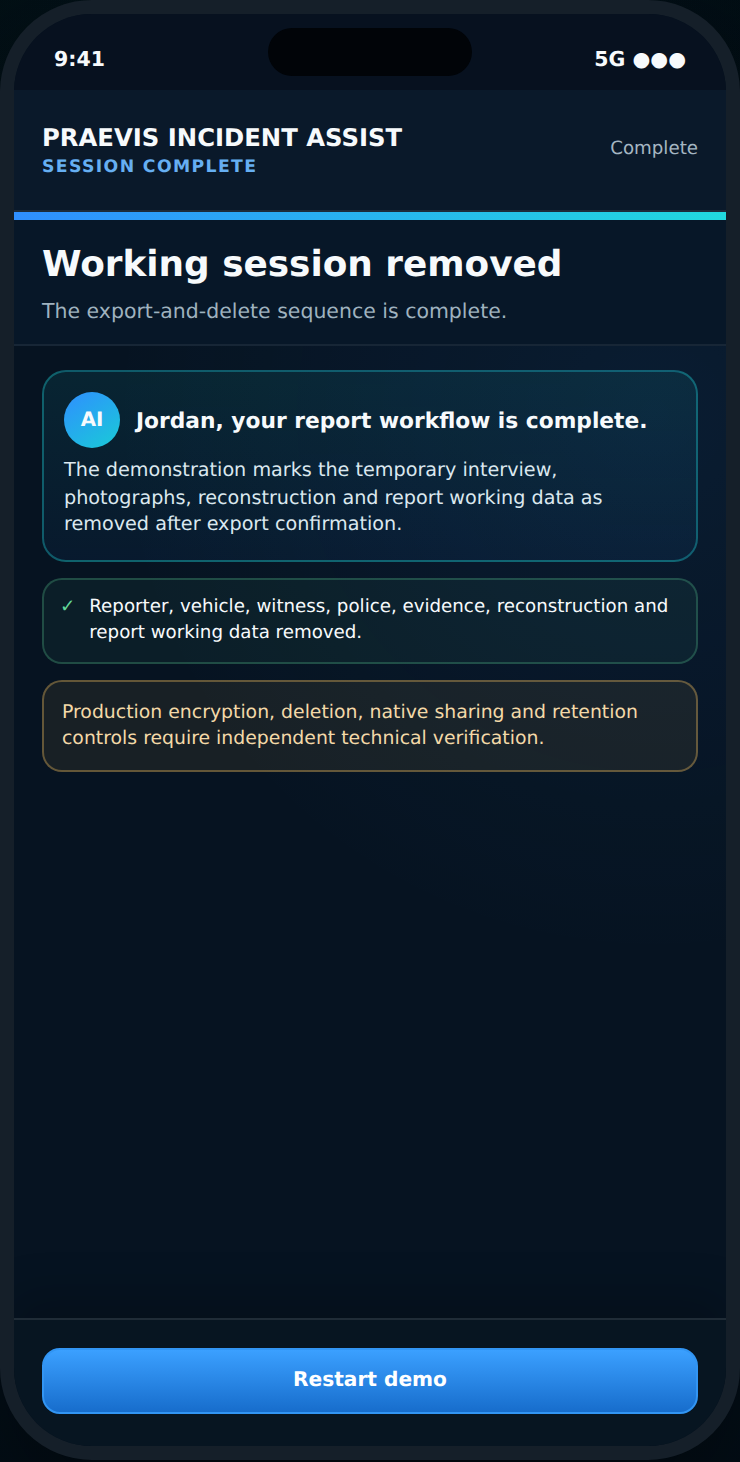 Export and recovery/delete confirmation screen